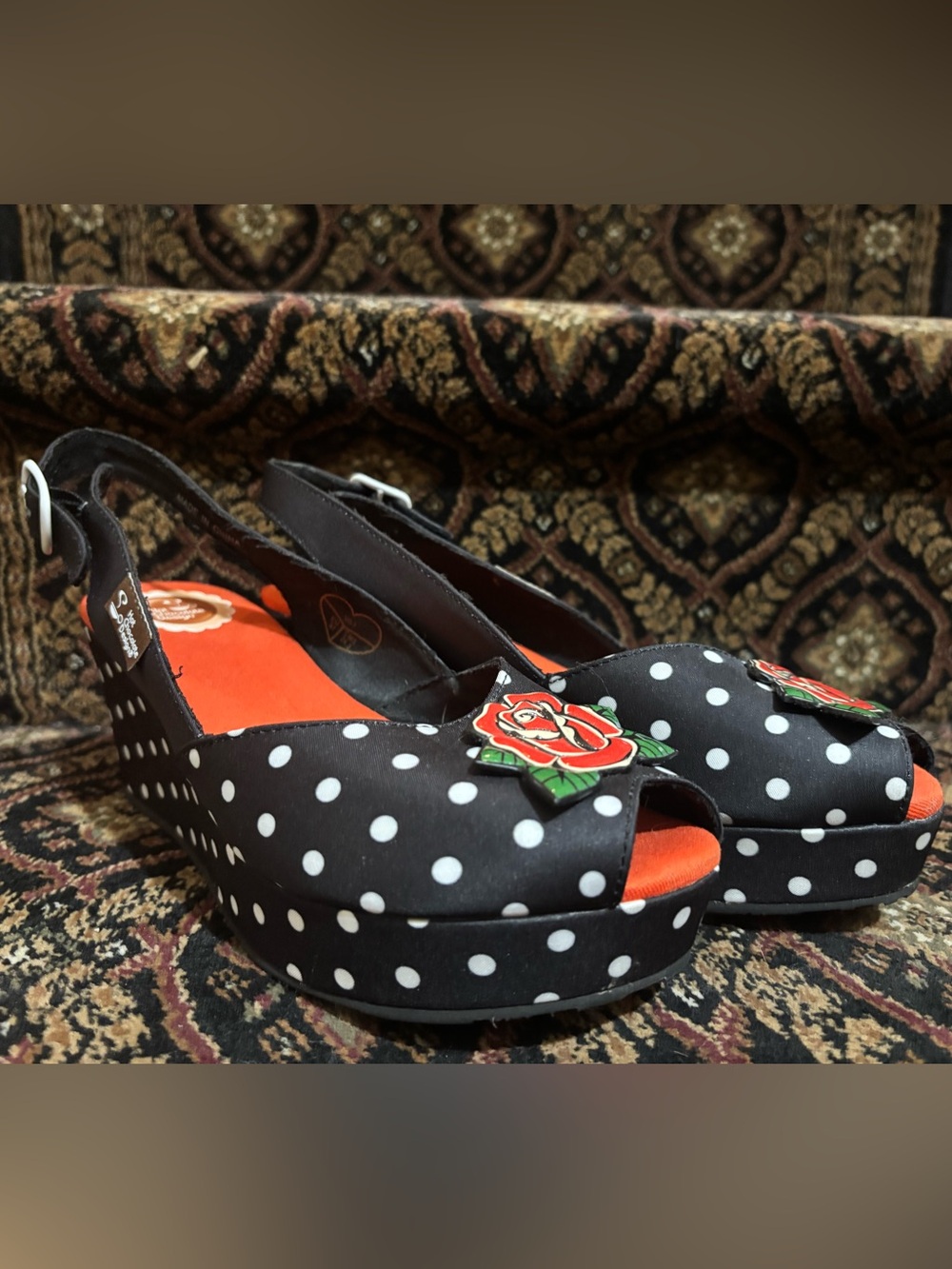 Hot Chocolate Design Funky Women's Peep Toe Wedge Sandals- Rockabilly
